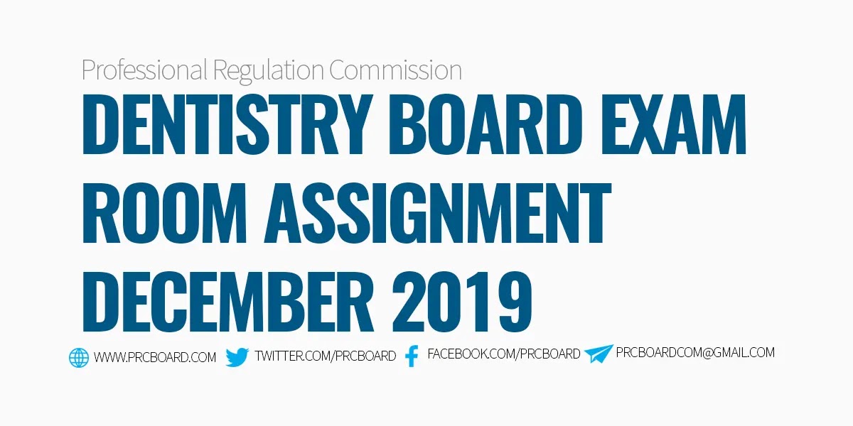 LIST ROOM ASSIGNMENT: December 2019 Dentistry Board Exam