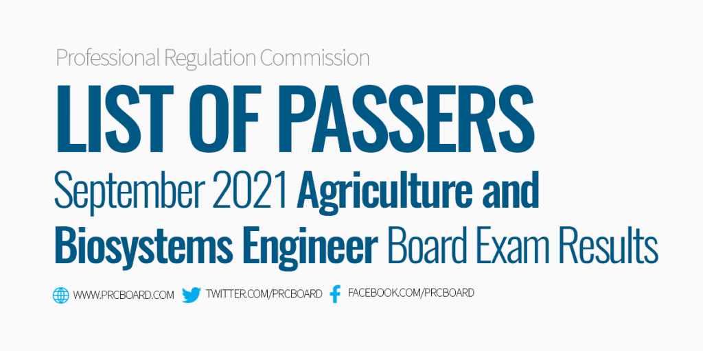 September 2021 Agriculture Engineer Board Exam Results Passers