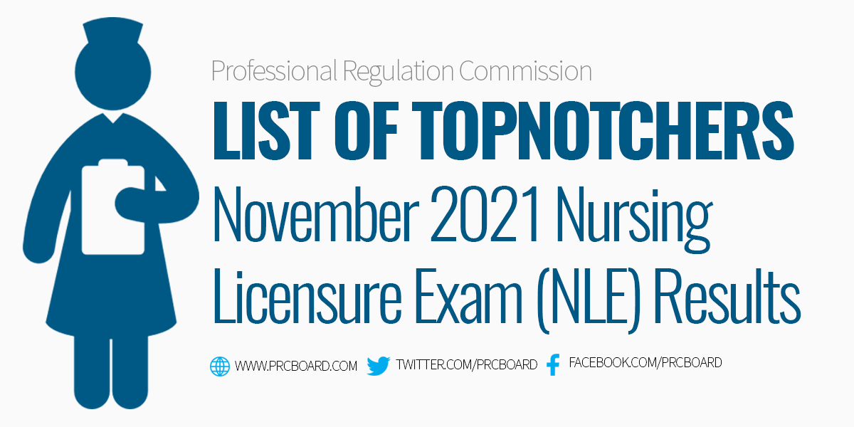 TOP 10 November 2021 NLE Nursing Board Exam Topnotchers