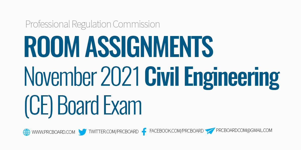 Room Assignments Civil Engineering Board Exam November 2021
