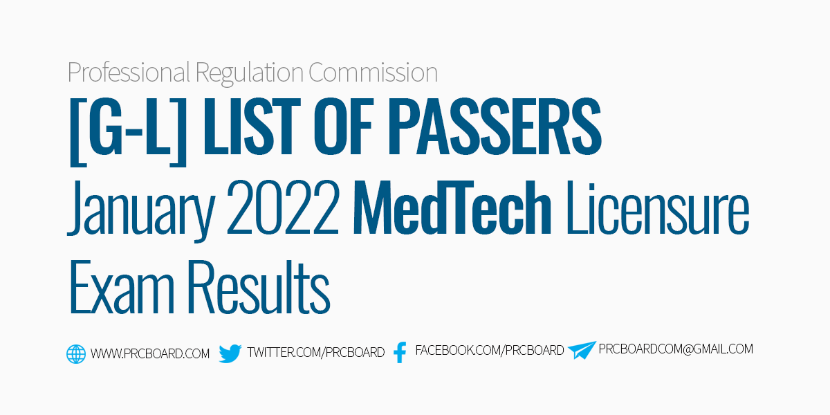 G-L Passers: January 2022 MedTech Board Exam Results