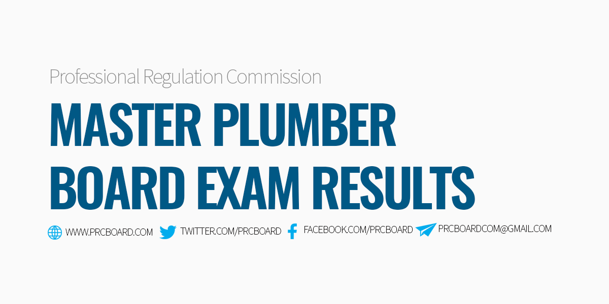 MPLE RESULT PRC Master Plumber Board Exam Passers