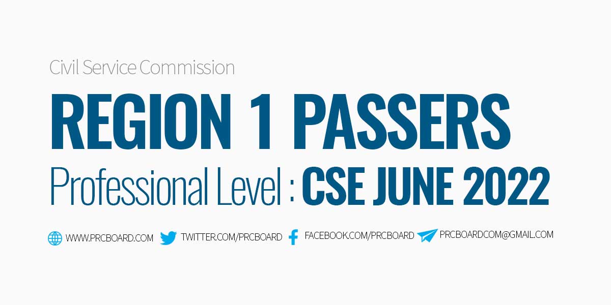 REGION 1 PASSERS June 2022 Civil Service Exam CSE Results Professional