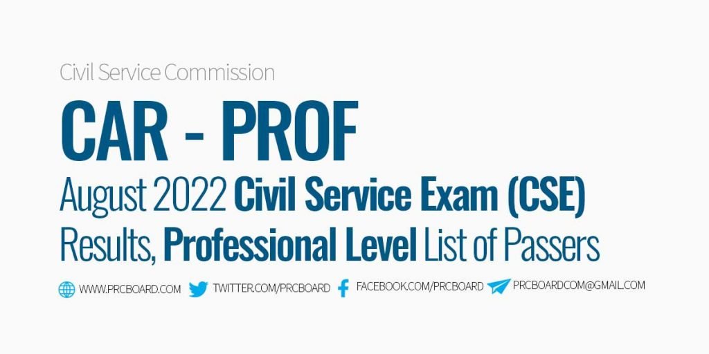 CAR Passers Professional - Civil Service Exam August 2022