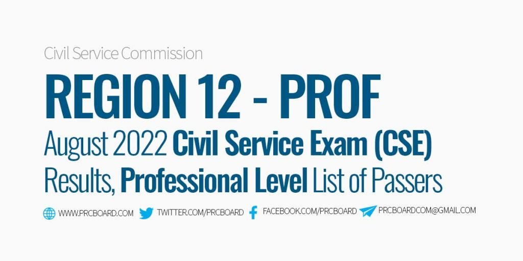 Region 12 Passers Professional - Civil Service Exam August 2022