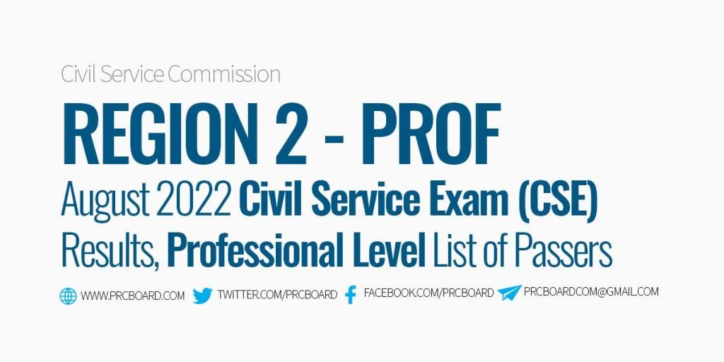 Region 2 Passers Professional - Civil Service Exam August 2022