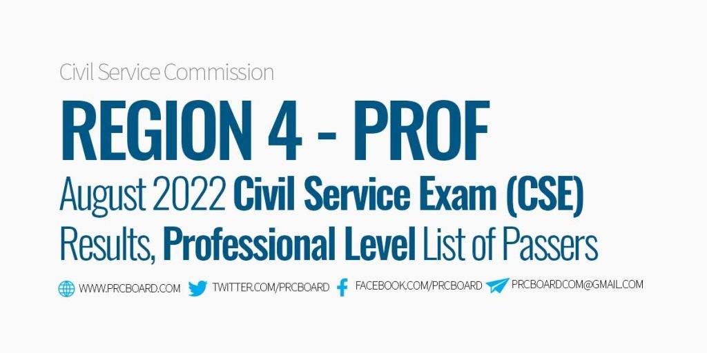 Region 4 Passers Professional - Civil Service Exam August 2022