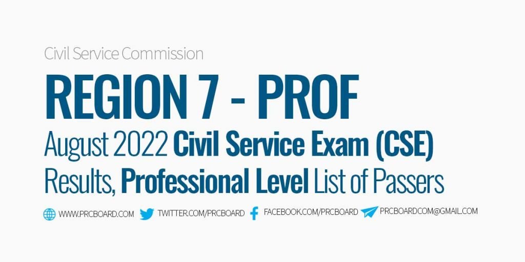 Region 7 Passers Professional - Civil Service Exam August 2022
