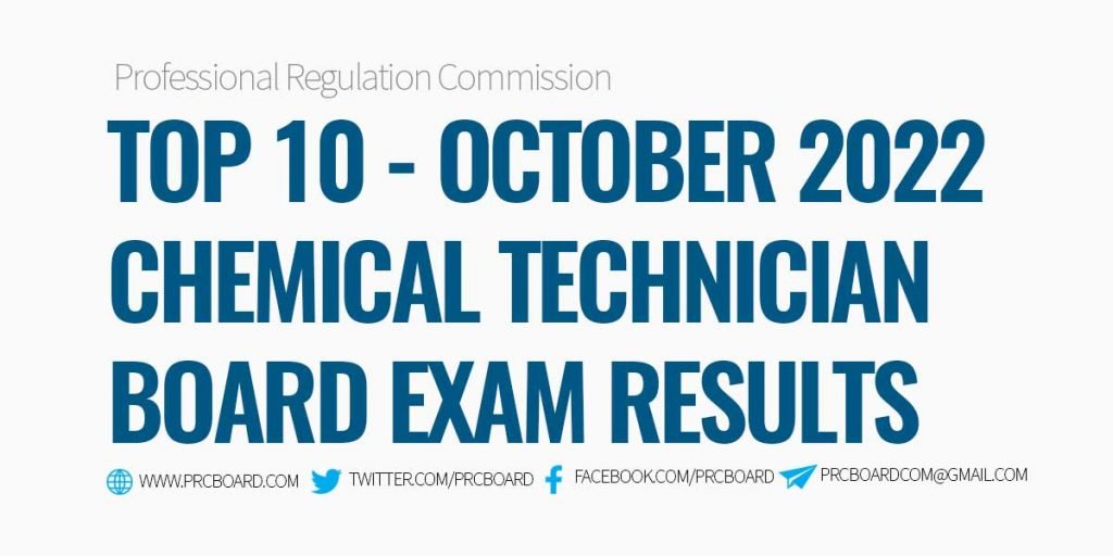 Top 10 Chemical Technician Board Exam Results October 2022