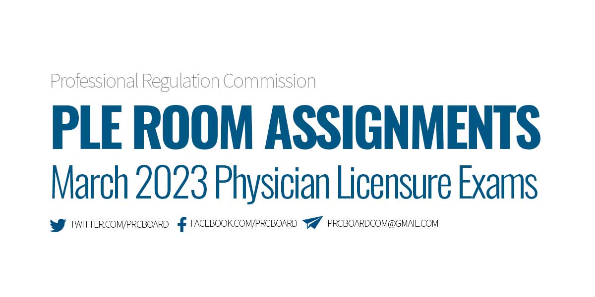 ROOM ASSIGNMENTS March 2023 Physician Licensure Exam (PLE)