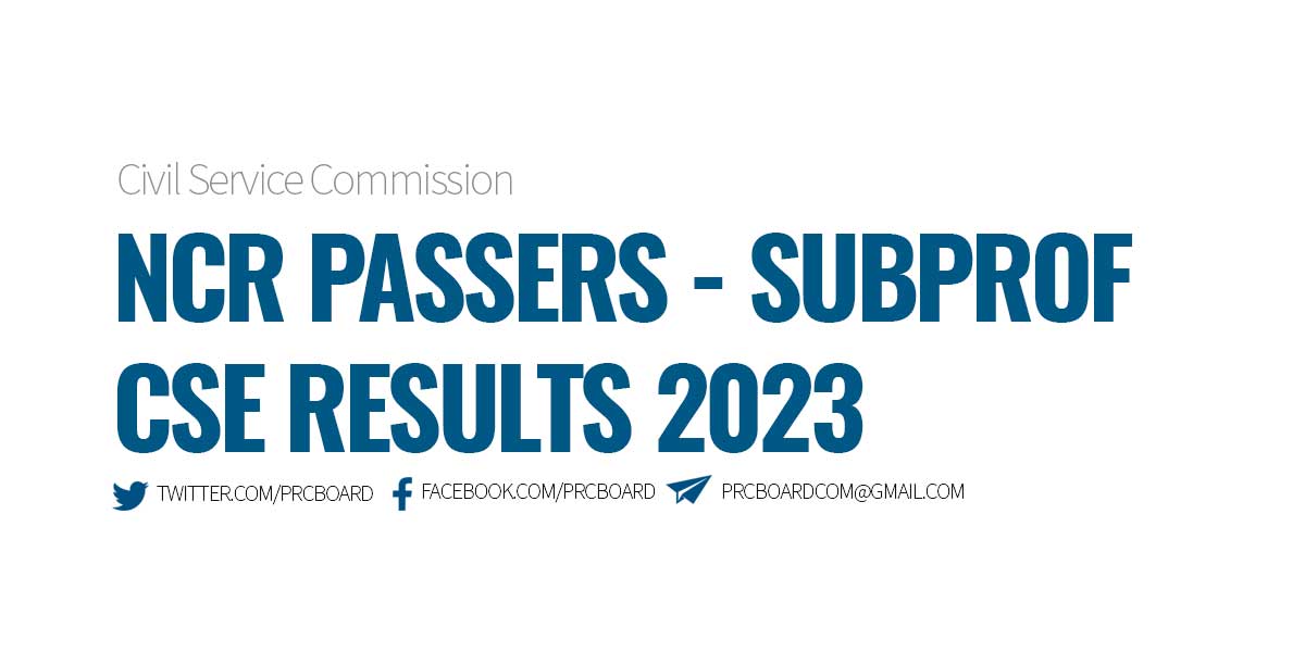 NCR PASSERS Subprofessional March 2023 Civil Service Exam Results