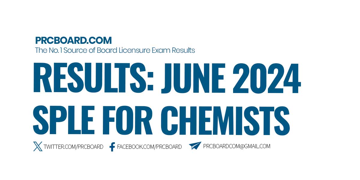 June 2024 SPLE for Chemists Results and List of Passers