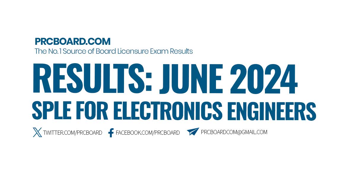 June 2024 SPLE for Electronics Engineers Results and List of Passers