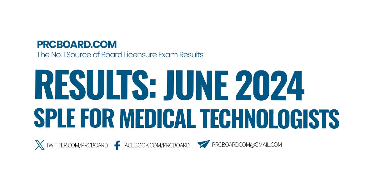 June 2024 SPLE for MedTechs Results and List of Passers