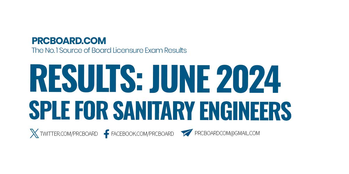 June 2024 SPLE for Sanitary Engineers Results and List of Passers